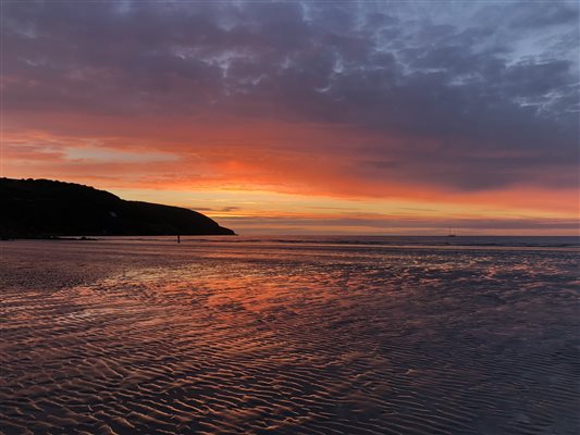 Sunset at Poppit Sands less than 5 mile drive 